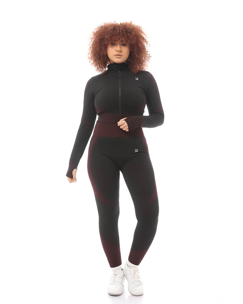 Dark Mellow Strech Zip Up Sports Set